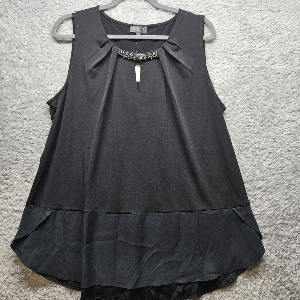 The Limited Womens Black Pleated Blouse 0X Professional Workwear Minimalist